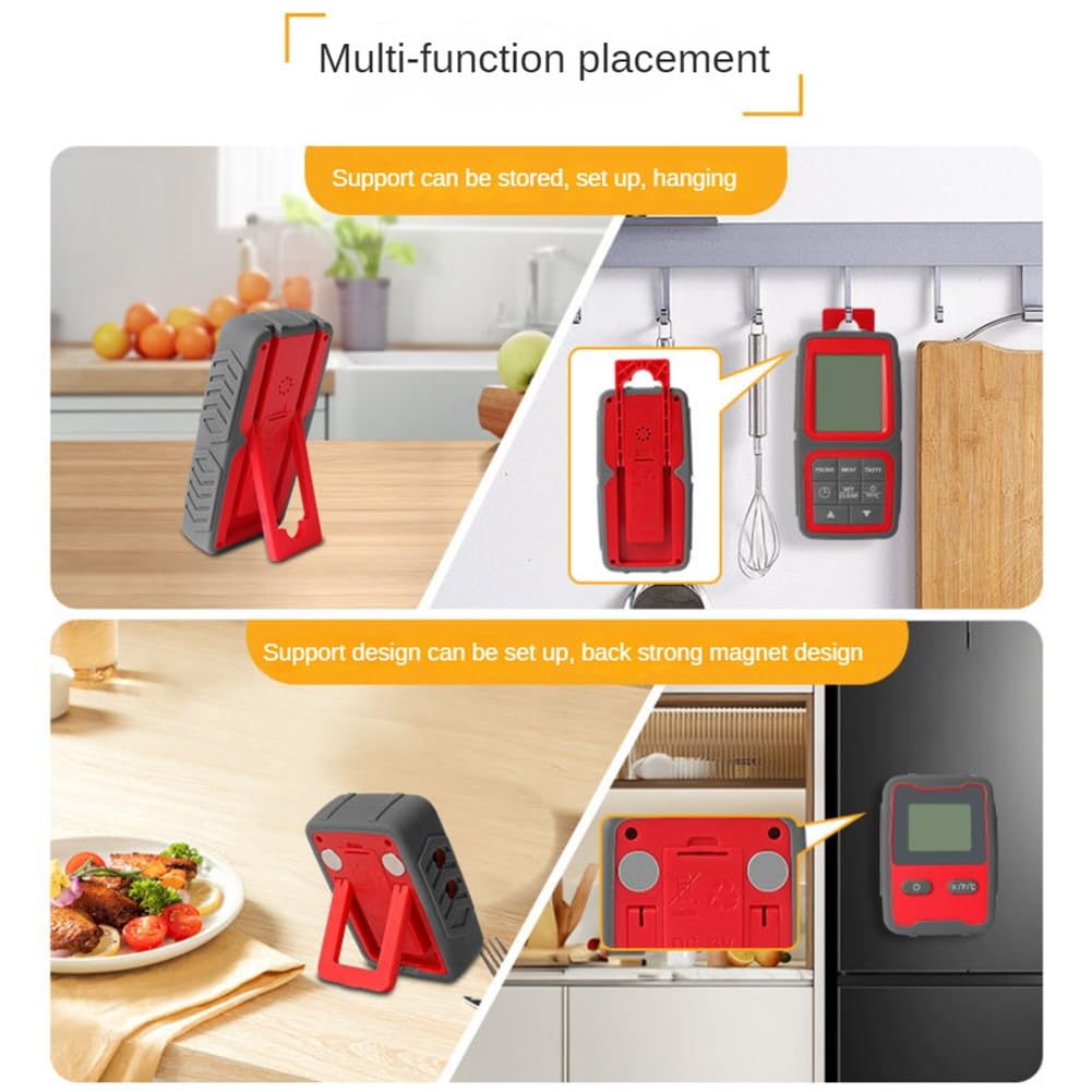 Termómetro inalámbrico para carne para asar y ahumar con cuatro sondas de carne, temporizador de cocina, termómetro digital para cocinar alimentos