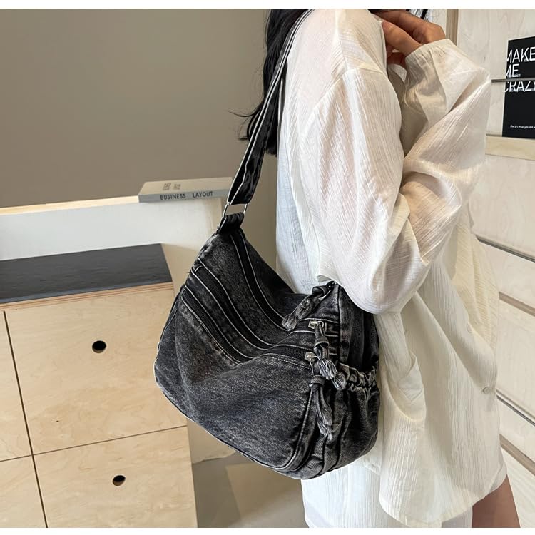 Image of Denim Purses for Women Denim Crossbody Handbags Jean Casual Lightweight Shoulder Tote Purse
