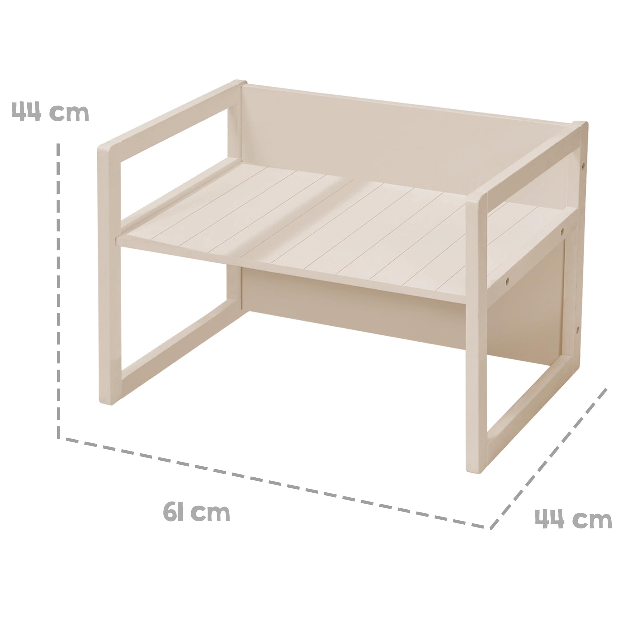 roba Sitzbank für Kinder im Landhausstil - Bank zum Wenden mit 2 Sitzhöhen - als Kindertisch verwendbar - Holz beige/Cashmere
