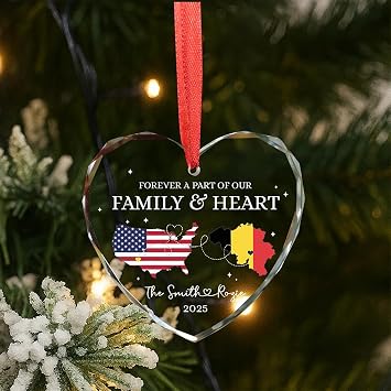 Custom Long Distance Host Family Ornament Personalized Foreign Exchange Student Gift, Two Countries Christmas Ornament, Moving Away Keepsake, Returning Home Friendship Decor
