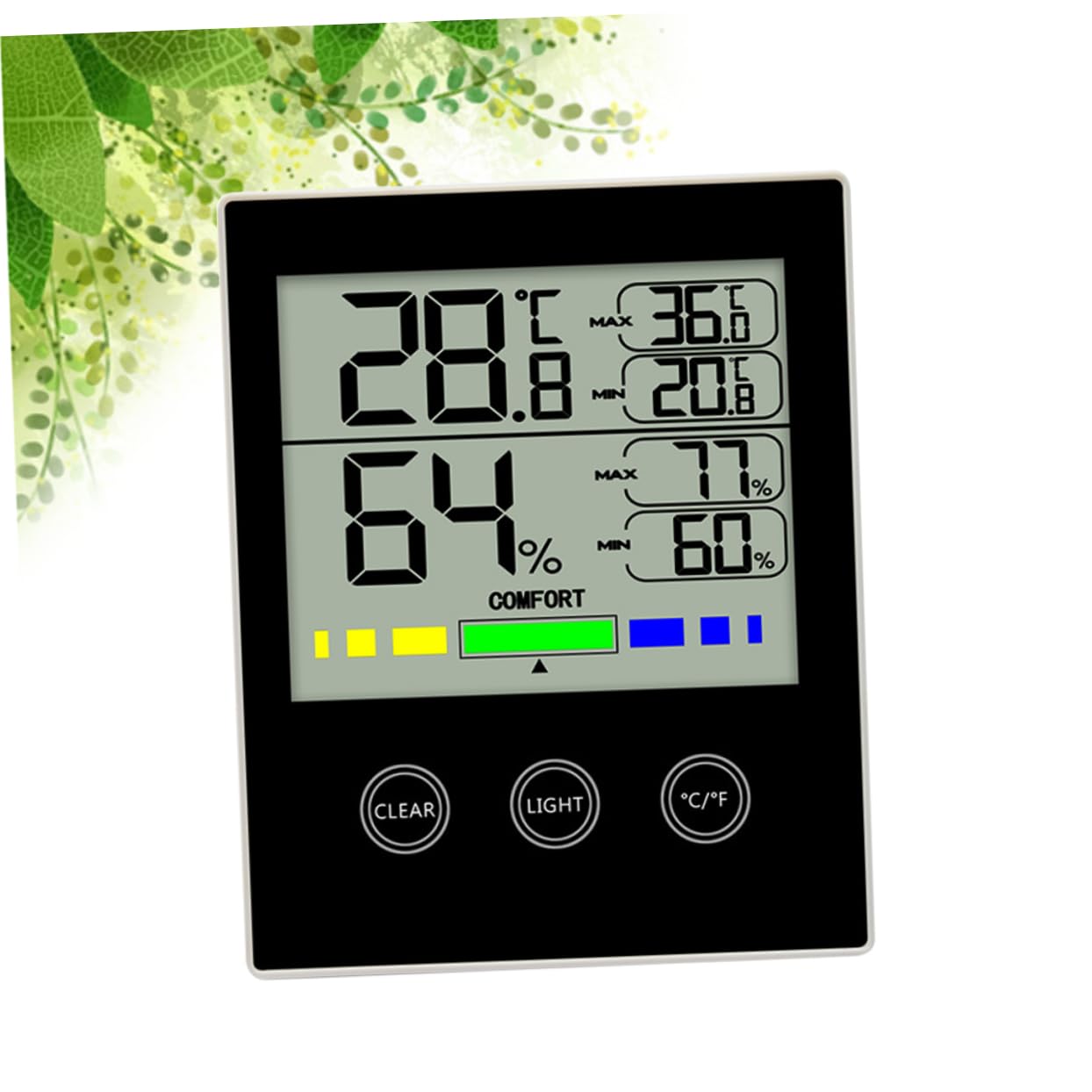 Termometro Igrometro Digitale Touch con Display Retroilluminato Nero | Abs Portatile, Registra Valori Massimi e Minimi di Temperatura e Umidità, Uso in Soggiorno Domestico