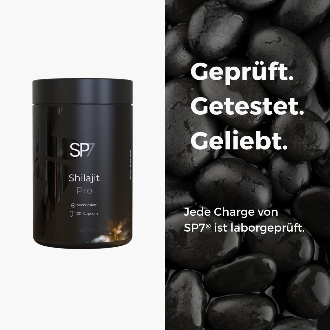SP7® Shilajit Pro Kapseln - Himalaya Mumijo mit 85 Minerals - 120 Kapseln - hochdosiert 1000mg pro Tagesdosis - originales Shilajit aus Himalaya - vegan & laborgeprüft