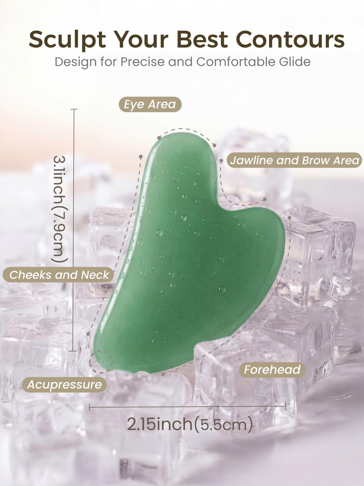 Gua Sha Gesichtswerkzeug - Grüner Stein Guasha Werkzeug für Gesicht, Hals & Körper - Gua Sha Werkzeug für Lymphdrainage, Schwellungen Reduktion & Triggerpunkt Linderung - Schönheit Hautpflege Geschenk