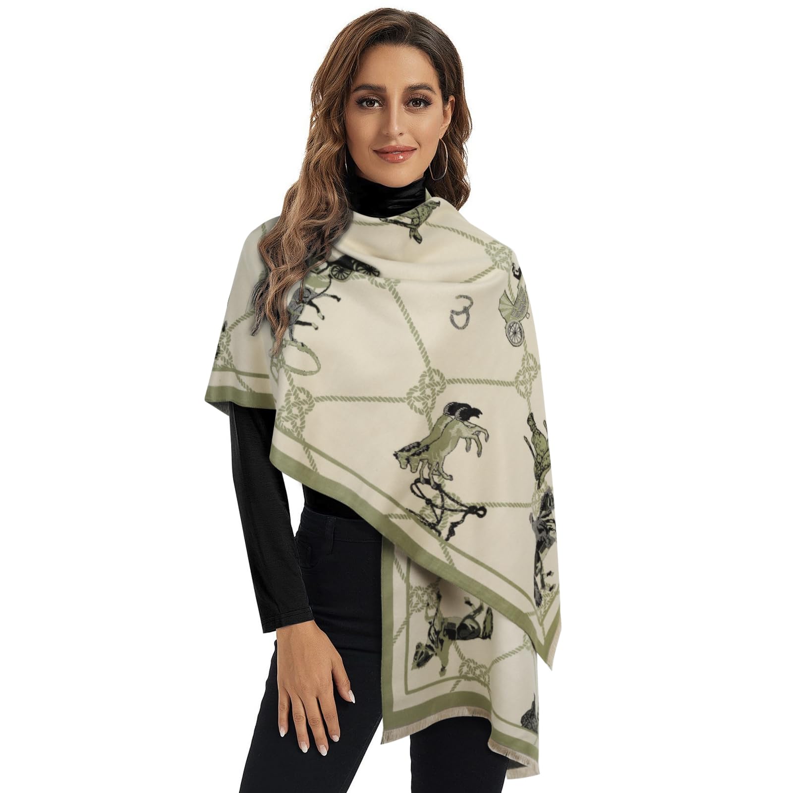 extree Scarfs for Women Pashmina Silky Shawl Wrap for Evening Dressing Blanket Open Front Poncho Cape-picture-40