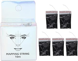10M Pre-Inked Eyebrow Mapping String, 5 Pack Pre-Inked Microblading String Black White Ink Eyebrow Thread Brow Marke Eyebrow Thread Brow Marker Tattoo Cosmetic Tattooing, Makeup Supplies(black)