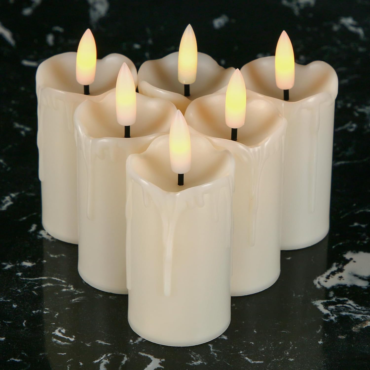 Pack de 6 Velas LED Recargables sin Llama, Velas Eléctricas con Mando a Distancia y Temporizador, Reutilizables, hasta 4 Días de Autonomía, Decoración para Hogar y Bodas