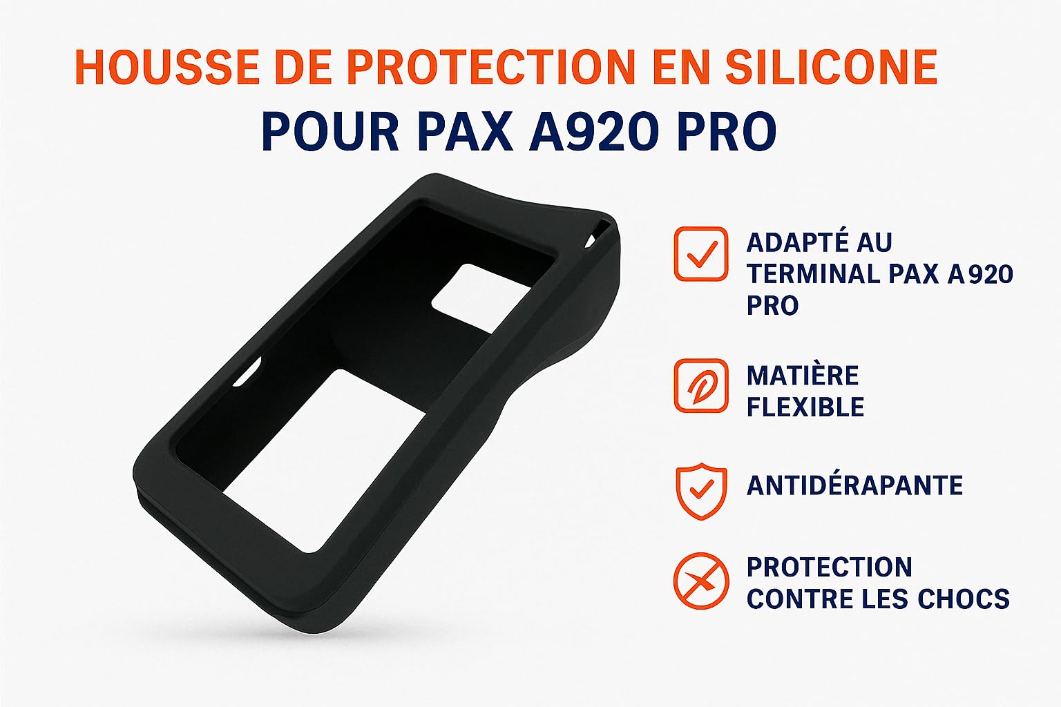Custodia protettiva in silicone anti-caduta per terminale di pagamento TPE PAX A920 PRO - Non adatto per PAX A920 (Standard)