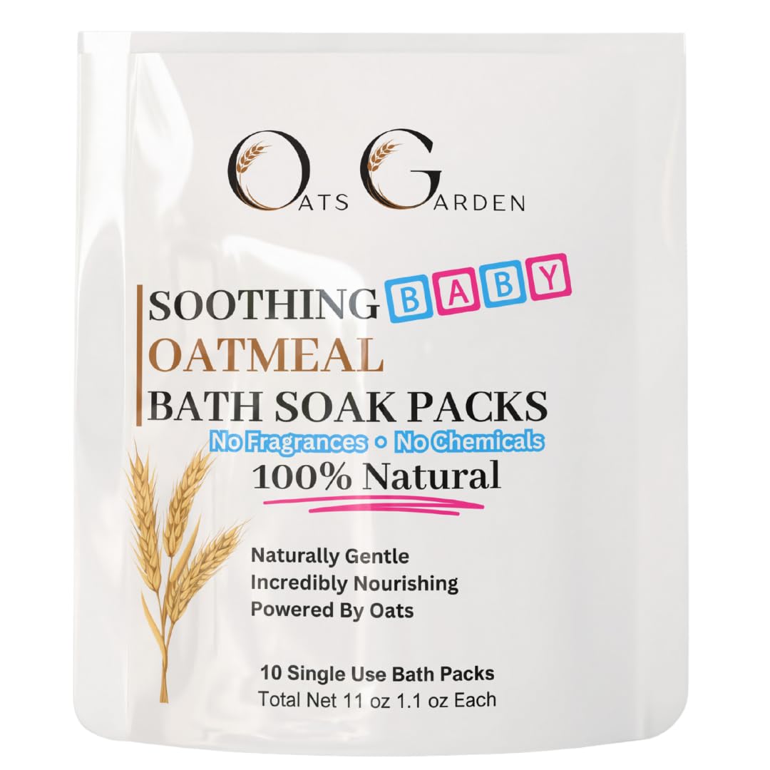 Oats Garden - Baby Oatmeal Bath Soak - Organic Oatmeal, Colloidal Oatmeal & Calamine Clay for Eczema Relief - No Mess Soak Bags, 10 Pack (1 oz each) - Soothes Irritated Skin for Babies & Children