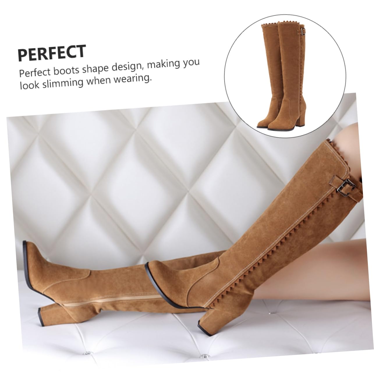 Botas Mujer Tacon Alto Botas Femeninas Botas De Ante Tacón Grueso Botas De Invierno Otoño Botas Largas Botas De Caballero Material De La : Caucho Light Brown