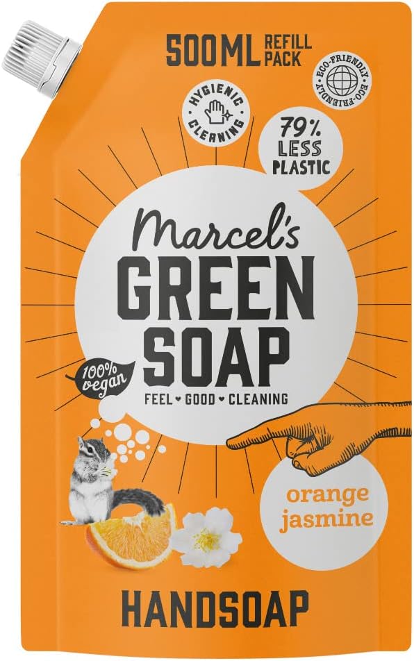 Hand Soap Refill Orange & Jasmine - Handwash Dispenser Refill - Eco friendly - Vegan - 97% Biodegradable - 500 ML