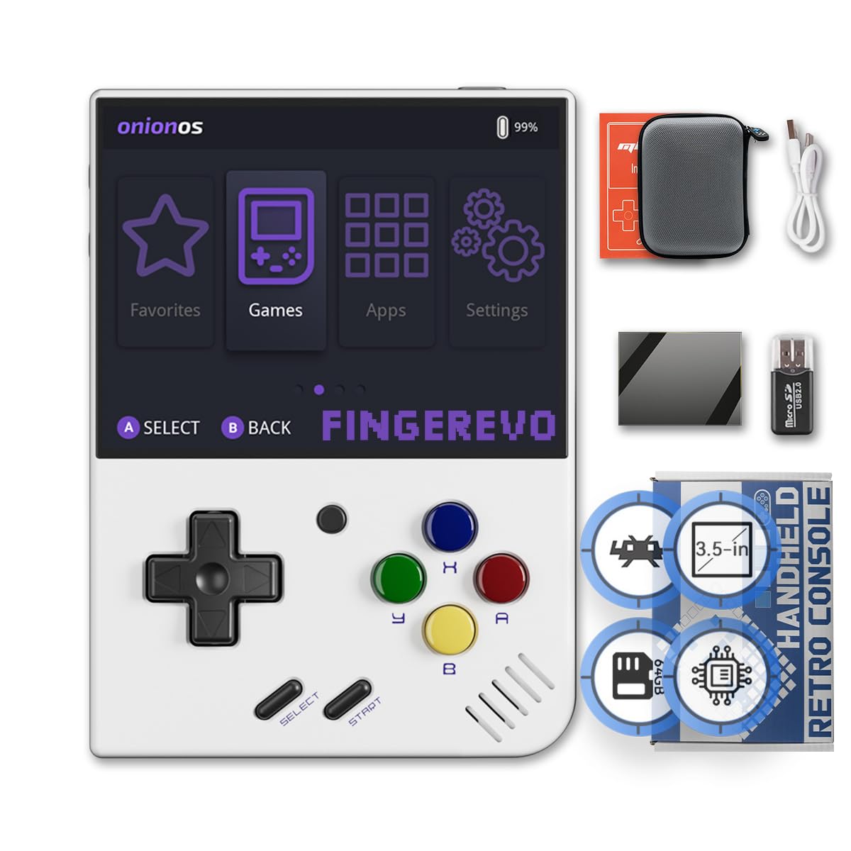 Miyoo Mini Plus OnionOS Handheld Game Console 3.5" 640*480 Screen 3000mAh Miyoo-Mini+ with Portable Case White