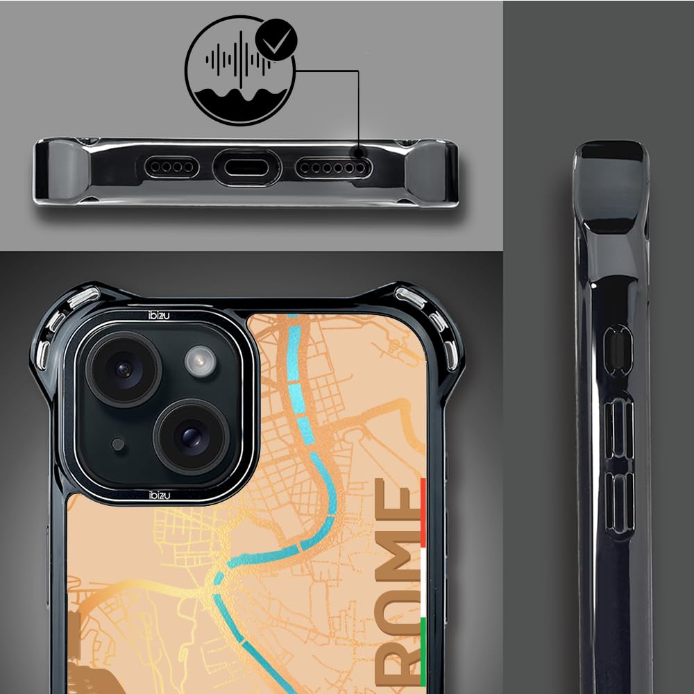 Etui do iPhone 15 IBIZU DropGuard Ultra kompatybilne z MagSafe, mapy świata, Rome