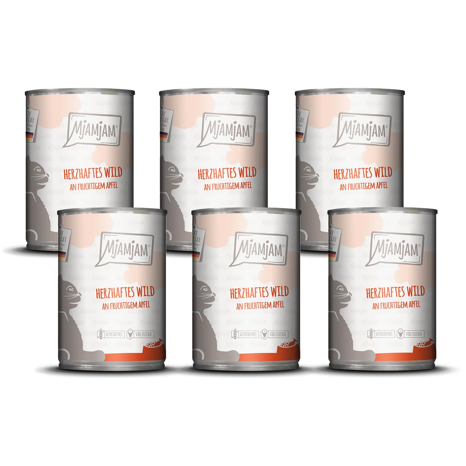 MjAMjAM - Comida húmeda premium para gatos - juego salado con manzana afrutada, pack de 6 (6x400g), sin cereales
