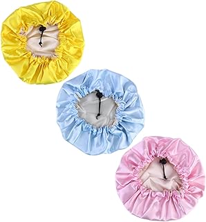 FOMIYES Touca De Dormir De Seda Infantil 3 Peças Touca De Seda Para Dormir Gorro De Cabelo De Seda Gorros Elásticos Toucas De Cetim Ajustáveis Touca De Cabelo Respirável Redonda Azul