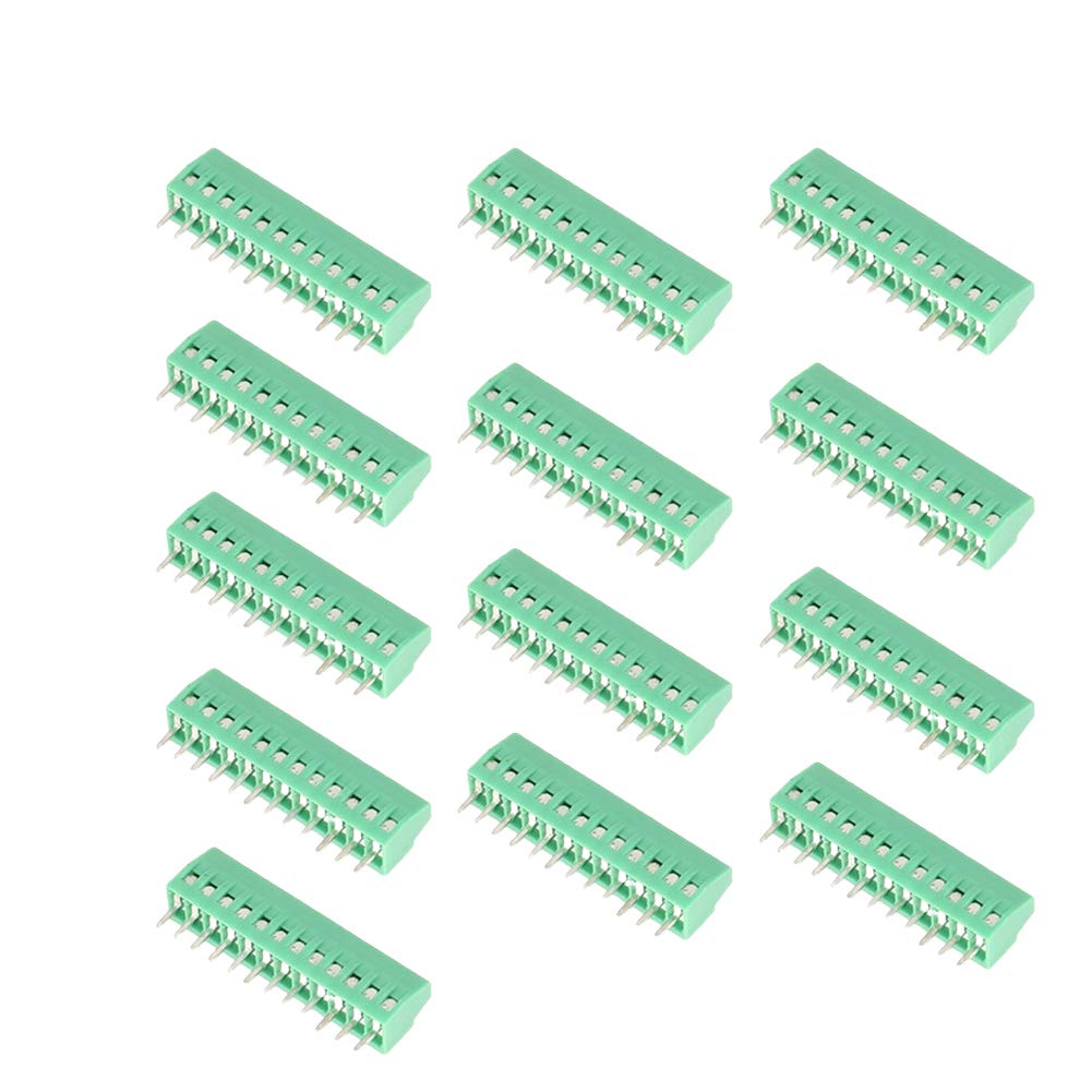 Terminal Block Connector,10pcs/Set 12 Pin 2.54mm Pitch Green PCB