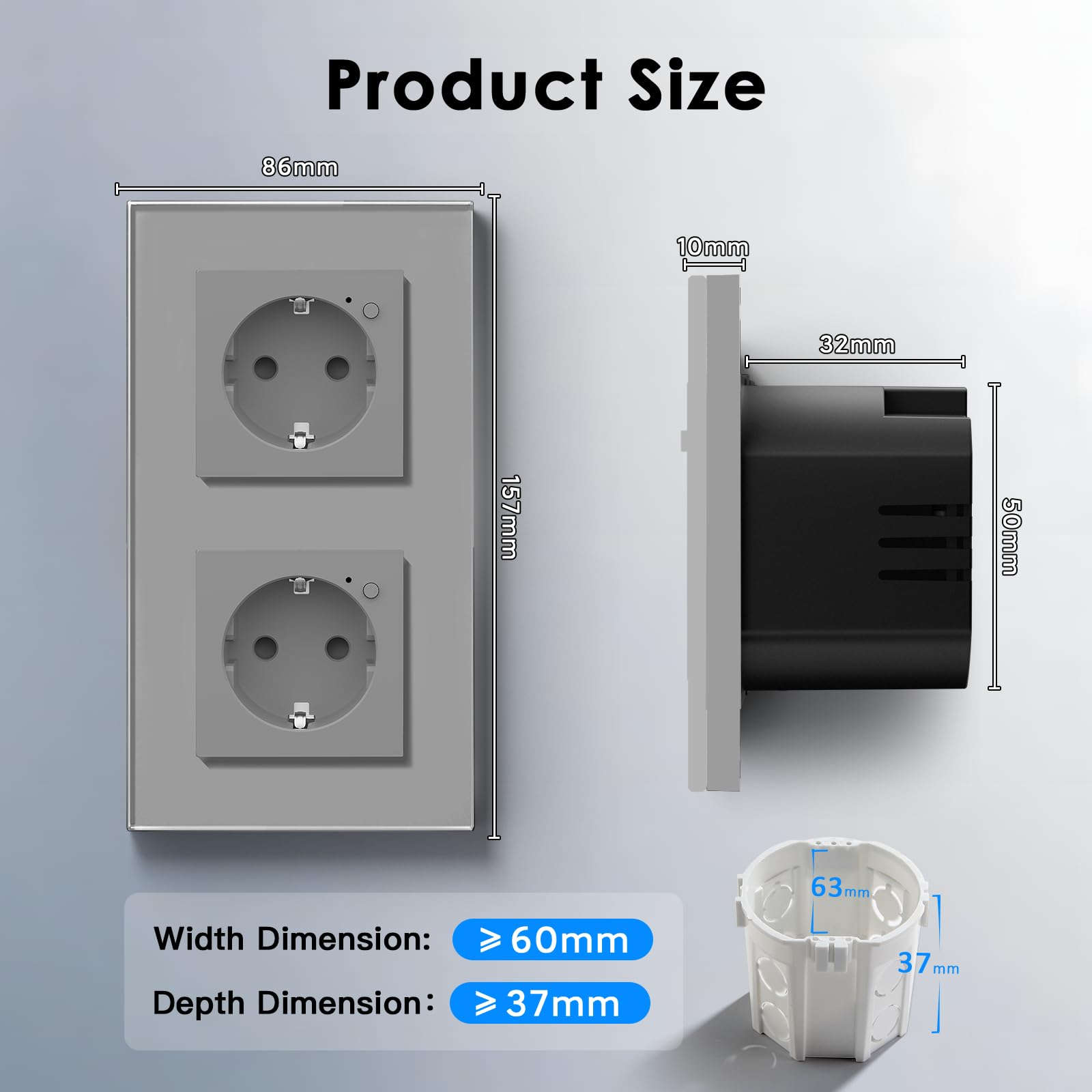 BSEED Gniazdko Smart ZigBee, miernik kosztów energii, gniazdko Alexa ZigBee z pomiarem zużycia, 2-krotne gniazdko współpracuje z Amazon Alexa i Google Home, szare (wymagany hub ZigBee)