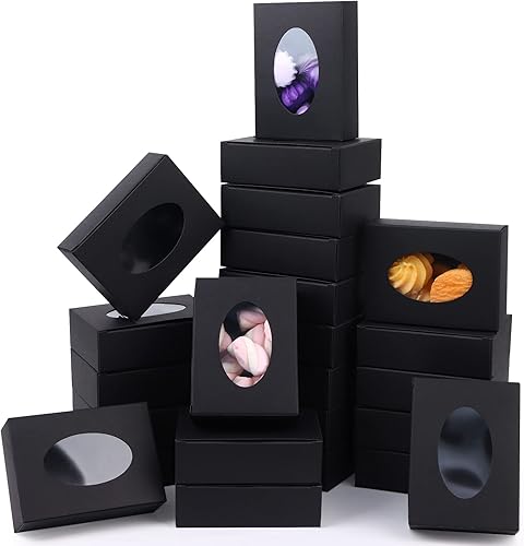 Miniatura 8 de PINKXHY 100 cajas de papel kraft con caja de embalaje de jabón de ventana caja de regalo de cartón para jabón casero regalo de golosinas de