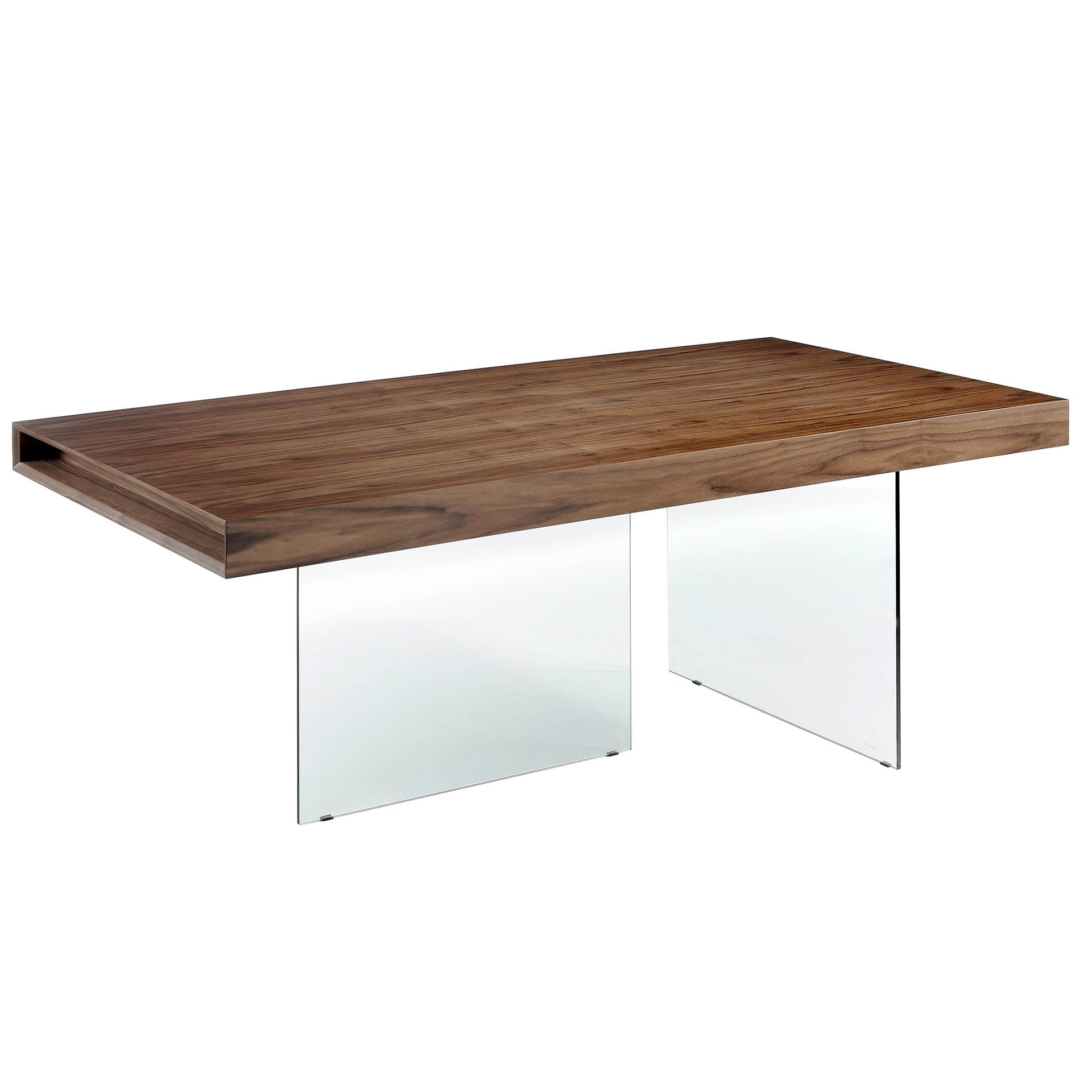 Angel Cerdá - Table a Manger Moderne Rectangulaire en Noyer Massif | Pieds en Verre trempé Transparent | Design Exclusif et Élégant | pour 8 Convives | 200 x 100 x 75 cm