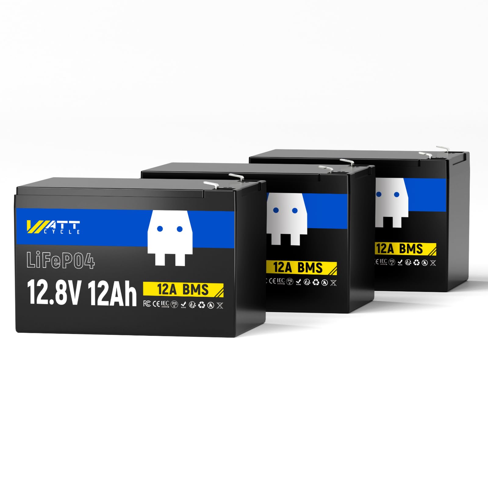 Amazon | Wattcycle 12V 12Ah LiFePO4リン酸鉄リチウム電池-2個入り 