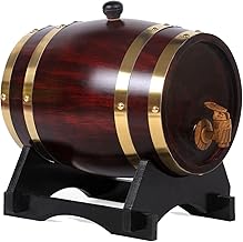 Oak Wine Barrel Oak Wood Wine Barrel 1.5L/3L/5L/10L/20L/25L/30L/50L Wine Whiskey Storage Barrel for Beer Whiskey Rum Port，for Storage Wine & Spirits Wine Alcohol Dispenser，Brown(Size:5L)