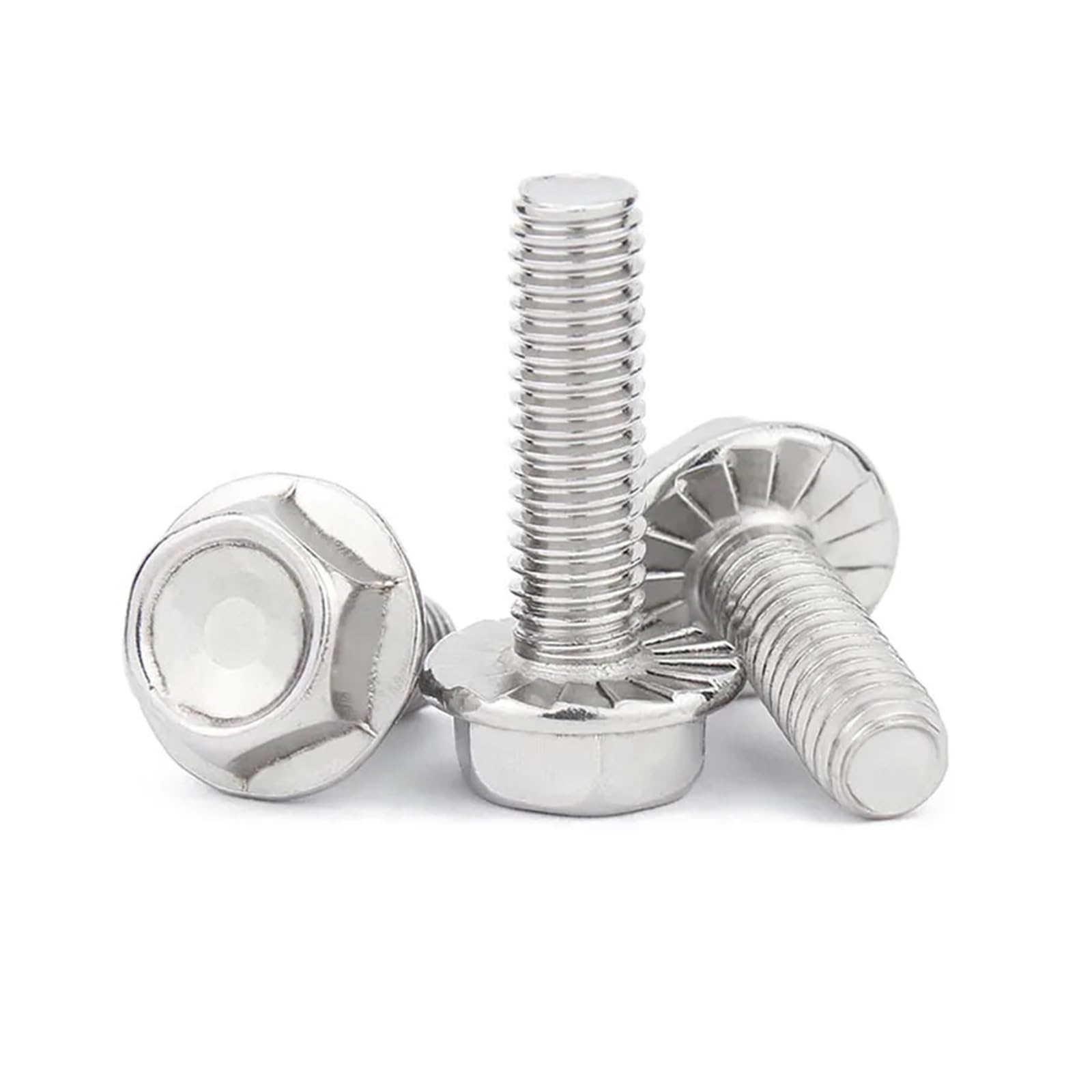 1/10pz M4 M5 M6 M8 M10 M12 A2 304 Acciaio inossidabile Testa esagonale con flangia dentellata Vite a testa esagonale Rondella GB5789 Bullone 8-50mm(50mm,10pcs M8)