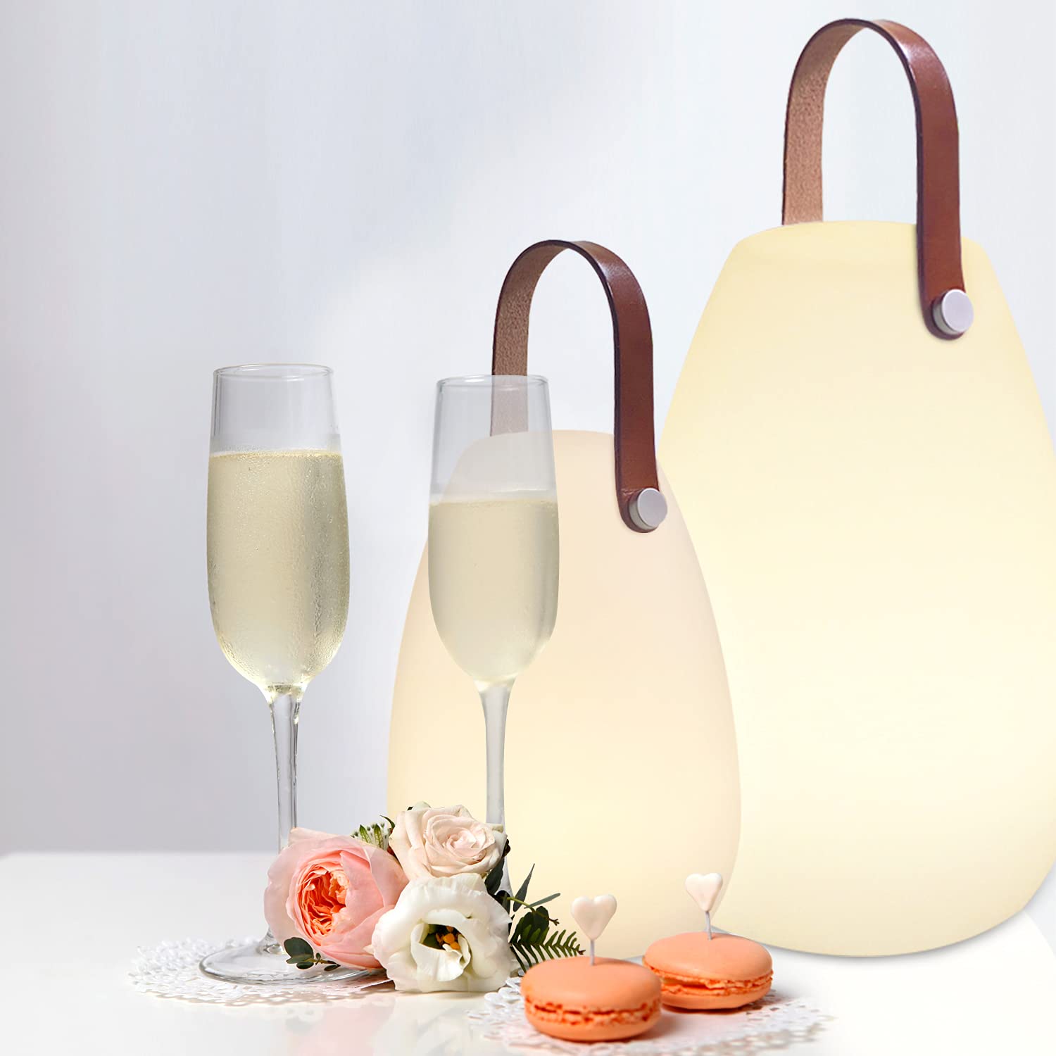 MALUX 2 Stück LED Outdoor Lampe Dimmbare Kabellose Tischlampe IP44 Laternen mit Fernbedienung für Balkon Garten Hof und Camping