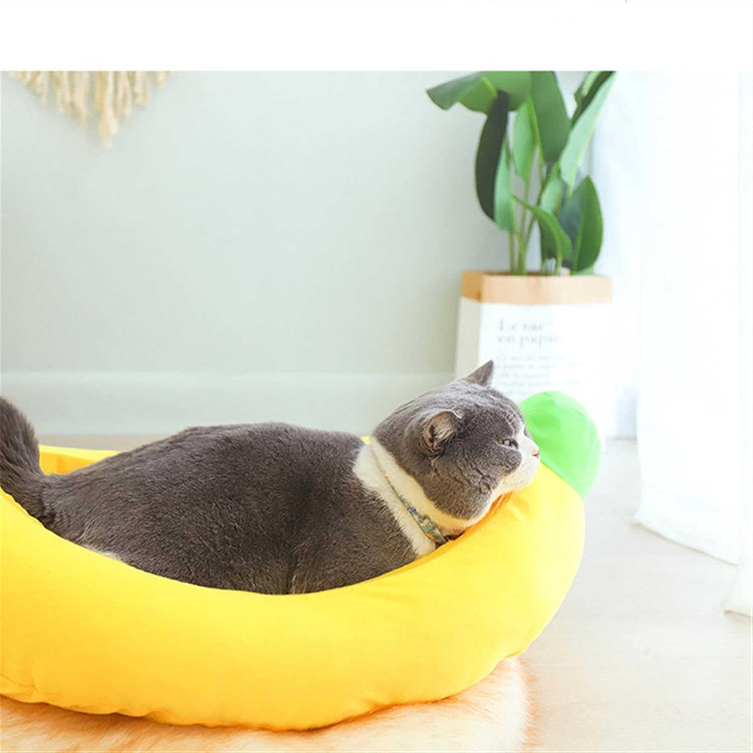 Pet Cat Bed House Warm Soft Punny Dogs Sofa Sleeping Playing Resting Bed Lovely Banana Warm Comfortable Dog Mat Pad Cat Ma (Size : S) (L)
