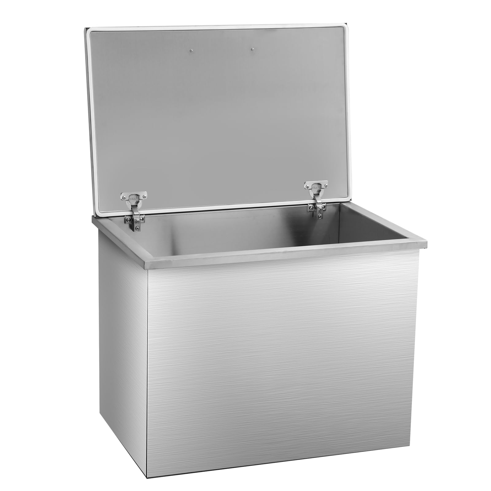 GarveeTech Isolierte Edelstahl Drop-In Eisbox für Outdoor-Küche/Bar – Mit Klappdeckel, Ablauf & 60QT Fassungsvermögen – Perfekt für gekühlte Getränke wie Wein & Bier – Größe: 20''L x 20''W x 13''H