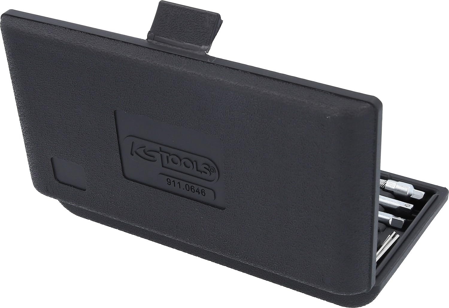 KS TOOLS 911.0646, Caisse à Outils en Coffret de Douille et Accessoires Compacte, Outillage Mécanique Chrome Mat avec Clé à Cliquet 1/4", Assortiment Varié au Profil F6-46 Pièces Argent/Noir/Rouge