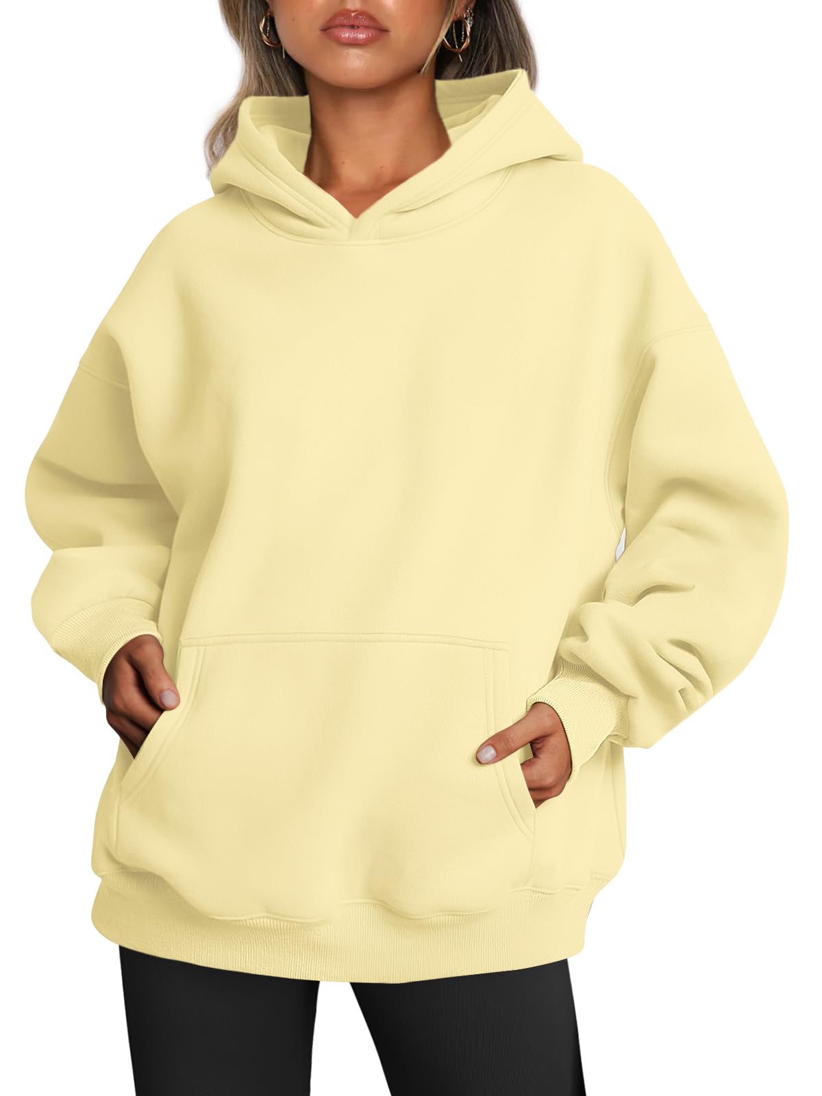 Trendy Queen Womens Oversized Hoodies Fleece Sweatshirts Fall Fashion Pullover Sweaters Winter Clothes, Butteryellow, S