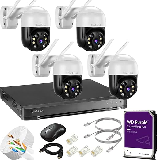 DeckLink 5MP IP CCTV 4 Camera Full Set Plug and Play PTZ 2 Way Audio