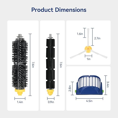 Miniatura 9 de Piezas de repuesto compatibles con i-Robot Room-ba 600 Series 614 618 620 630 640 650 660 675 680 685 690 692 694 695 Kit de reposición de