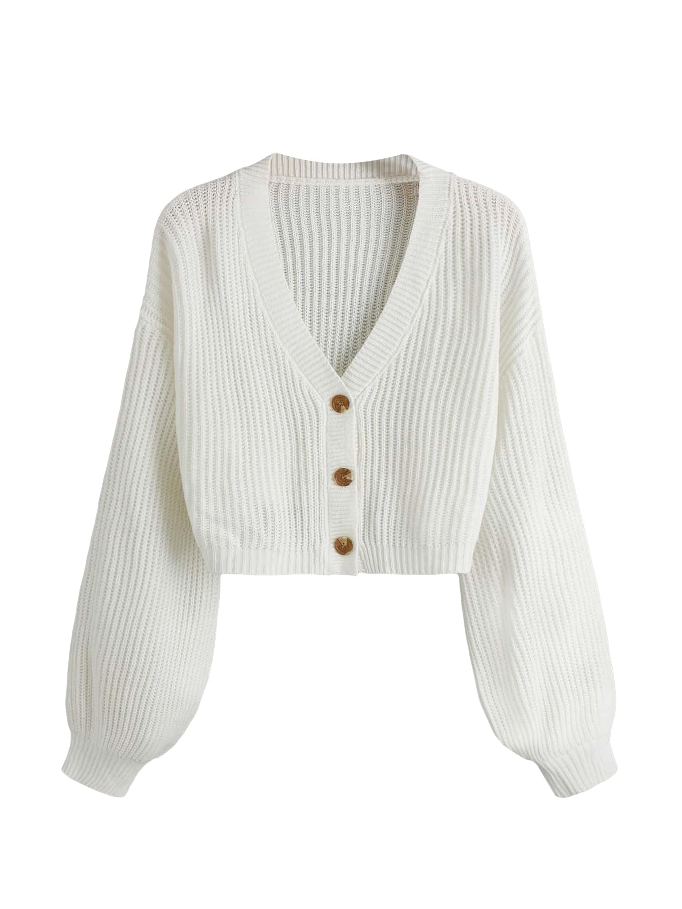 COZYEASE Women's Long Sleeve Button Down Crop Cardigan