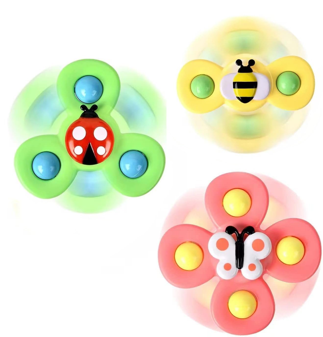 Thunder Group 3 Pcs Suction Cup Spinner Toys|bath fidget spinner for Babies|Baby Suction Spinner Toys for Toddler|Baby Fidget Spinners for Babies|window spinners toy Unisex Under 6 Year (Fluttering)