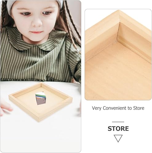 Miniatura 5 de BESPORTBLE Bandejas de madera de 4.7 x 4.7 pulgadas, paquete de 6 cajas cuadradas para servir, bandeja de madera pequeña sin terminar para