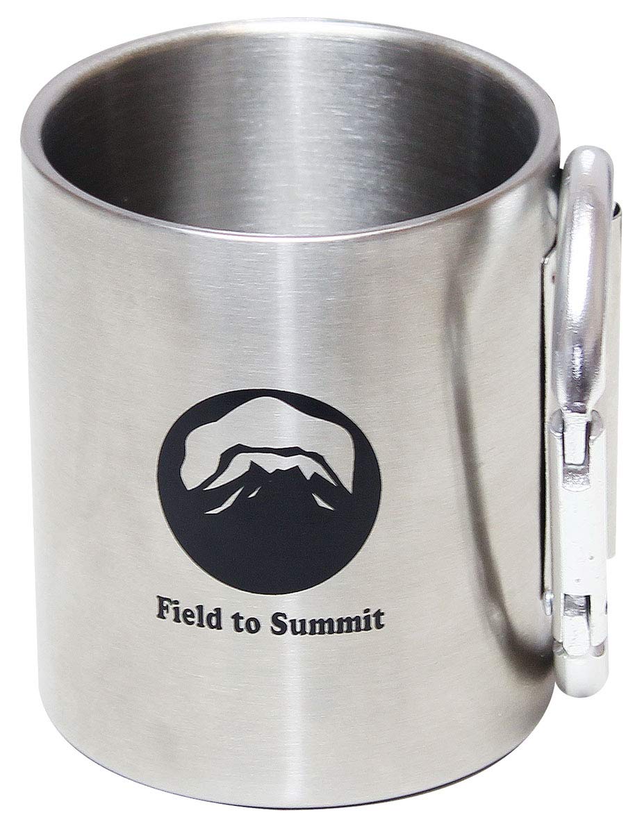 Field to Summit ステンWマグカップ・カラビナ 220ml OFCASM25C 二重壁 断熱 魔法瓶 ステンレス カップ 折りたたみ 旅行 アウトドア キャンプ カラビナ 便利 引っ掛け