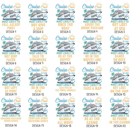 Custom and 40 Quotes Cruise Crew 2025 Most Likely to Shirts, Family Trip Tee, Vacation Tees, Funny Matching Cruise T-Shirts2