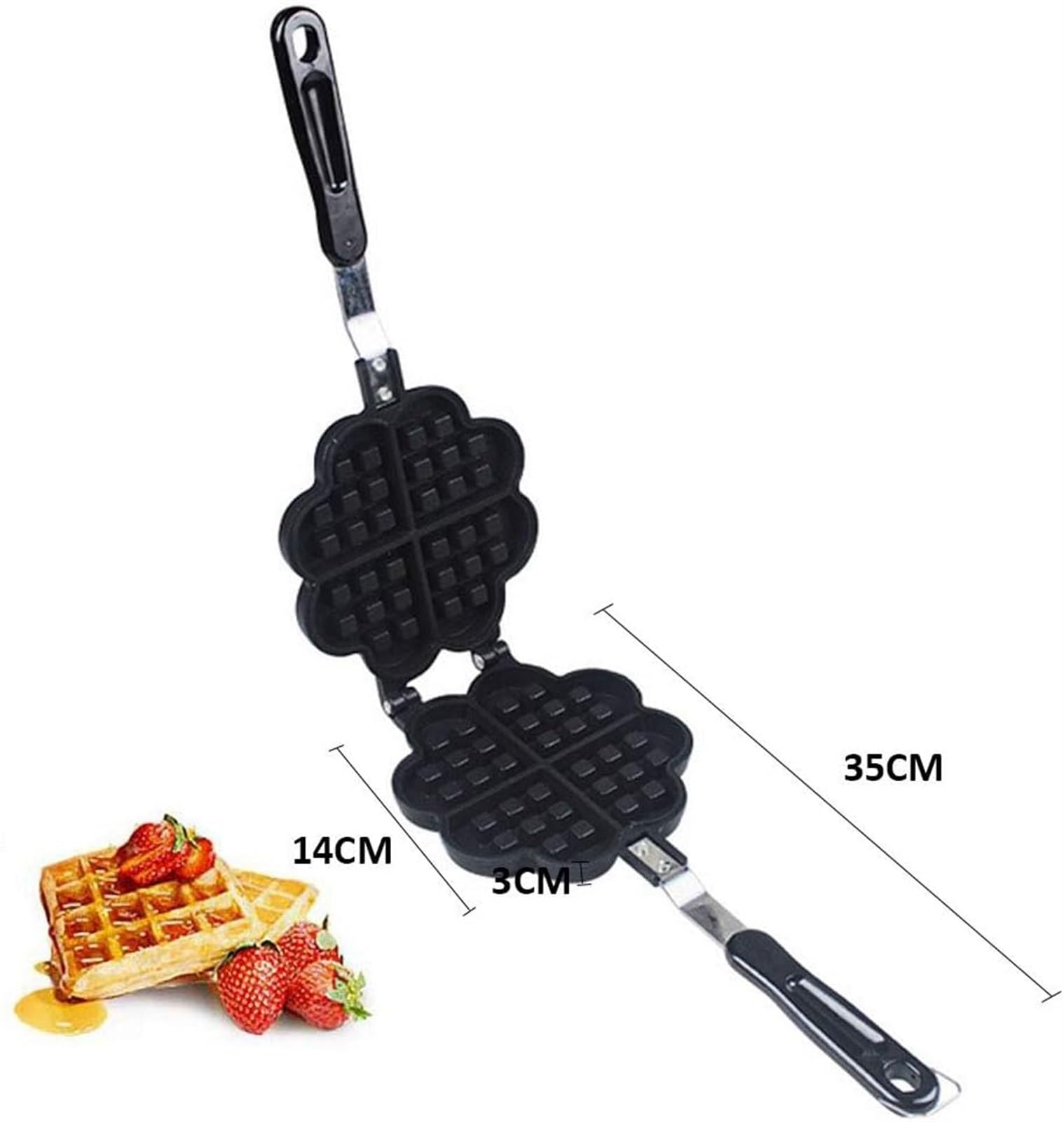 Piastra per Waffle Antiaderente in Lega di Alluminio, Stampo a Forma di Cuore, Vassoio da Forno, Stampo per Torte Fai da Te per Cucina, Colazione, Riscaldamento a Gas,