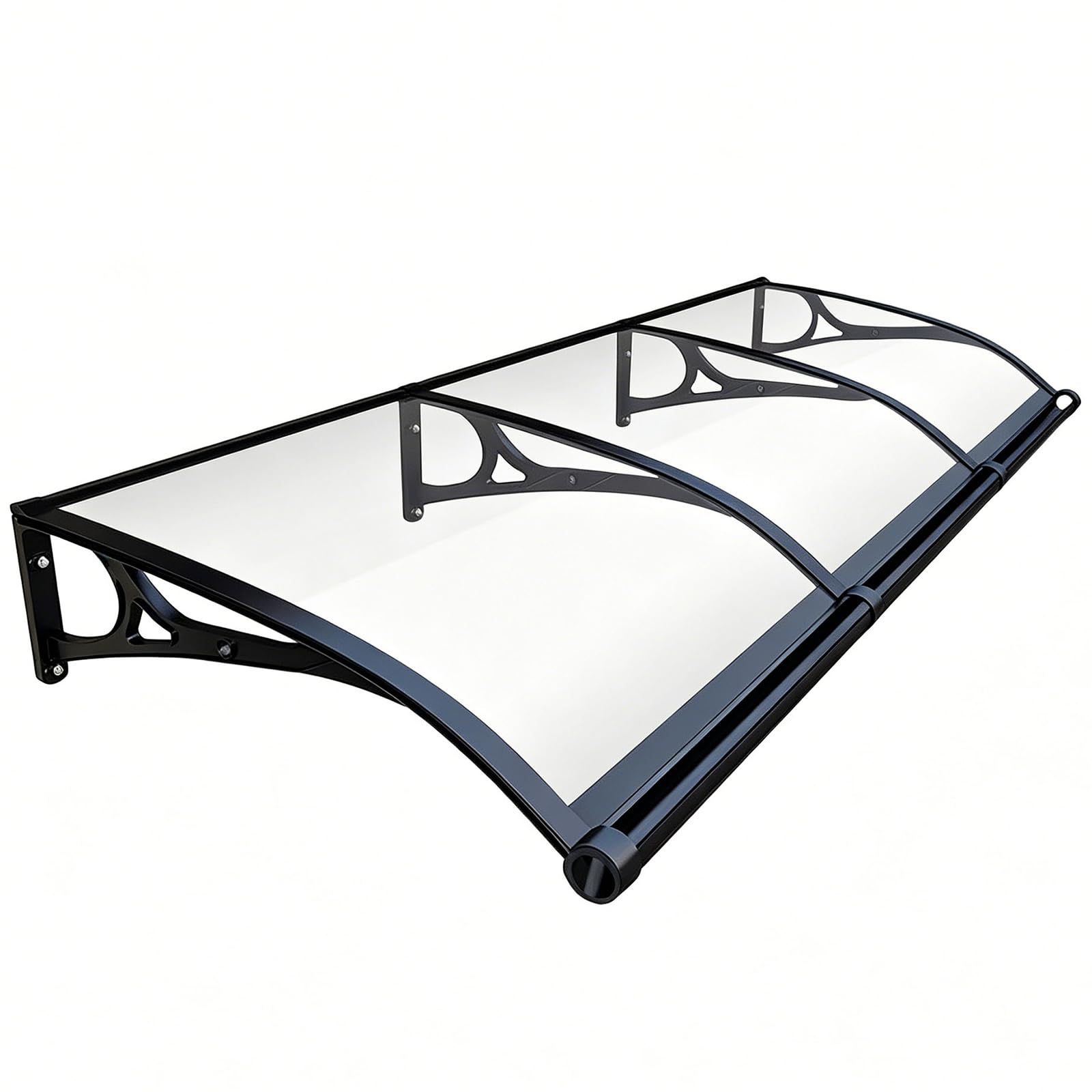 Auvent de porte transparent 60x210 cm avec support aluminium robuste pour entrée