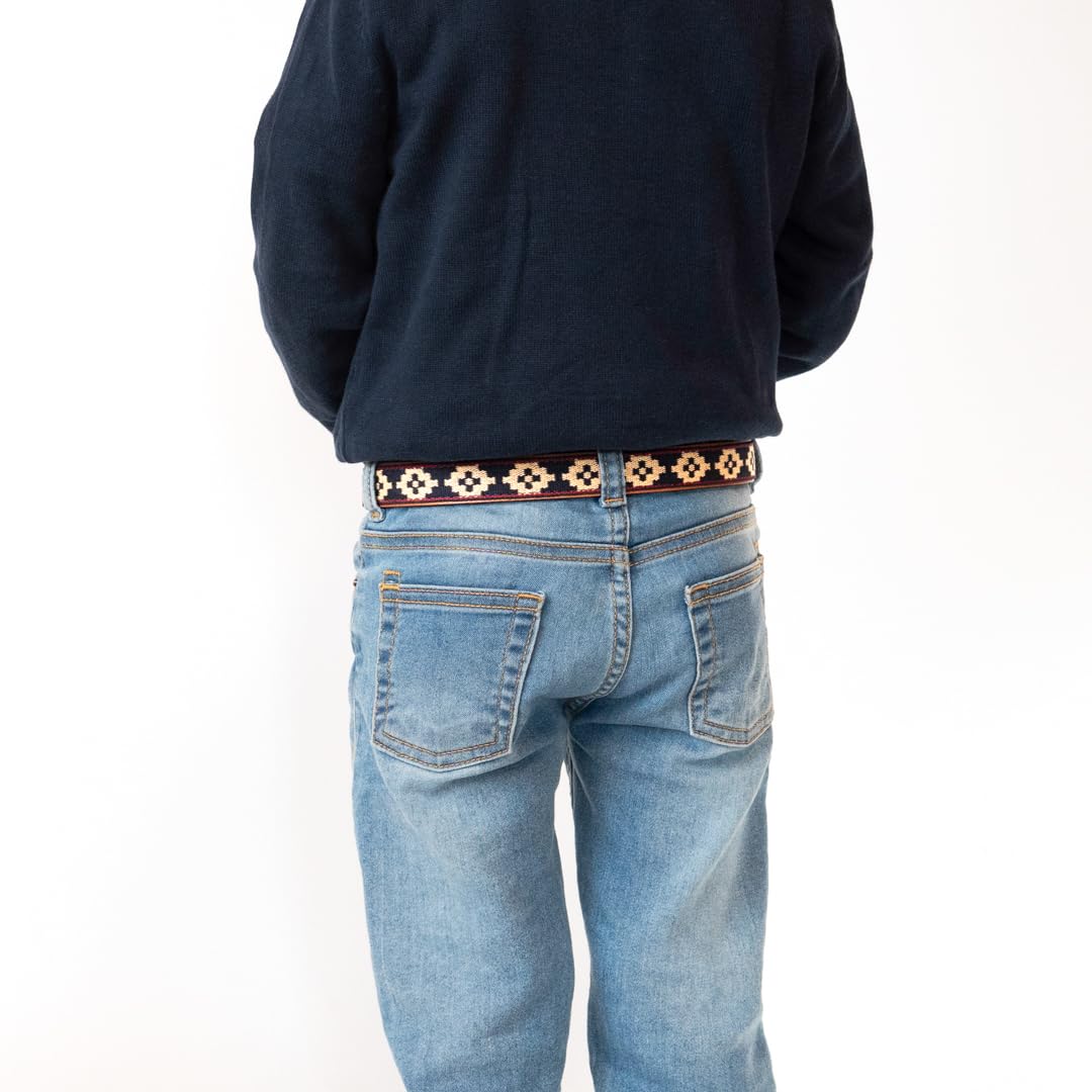 GauchoLife Guarda Pampas Kids Premium Woven Belt (Beige/Blue, X-Small)