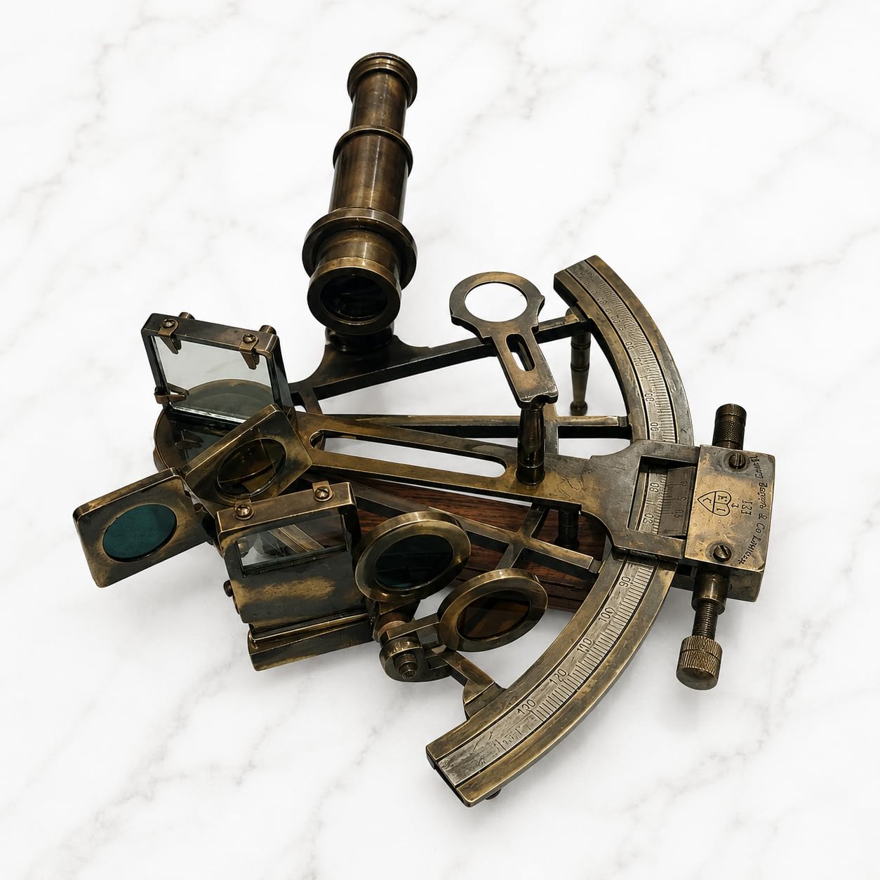 Henry Barrow and Co London Antique Brass Sextant Vintage Navigation Instrument Marine Nautical Survey Replica Collectible Gift-picture-15
