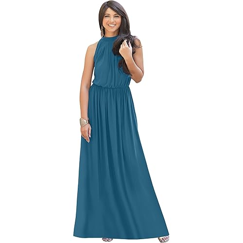 KOH KOH Sexy Sleeveless Summer Formal Flowy Casual Gown