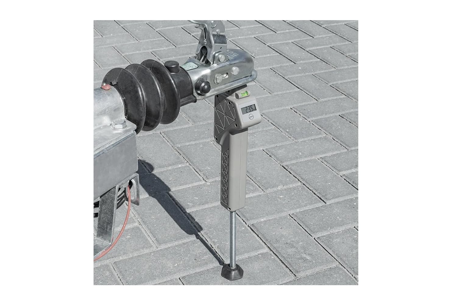 ProPlus Báscula Digital de Carga Vertical para Caravana hasta 150 kg, Medidor de Presión de Enganche con Pantalla LCD y Nivel de Burbuja para Remolques, Altura 325-466 mm