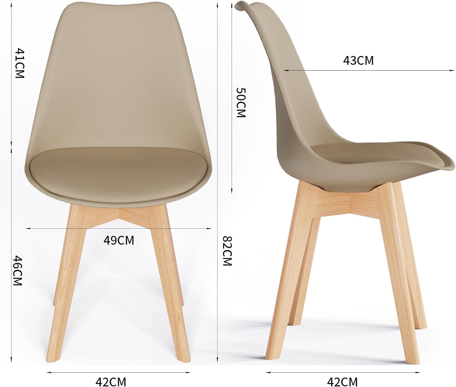 JIJIAN Set di 6 Sedie Sala da Pranzo, Gambe in Legno di Faggio, Imbottite in Pelle PU, Design Ergonomico, Stile Nordico, Adatte per Sala da Pranzo, Cucina, Soggiorno, Sala Riunioni, Bar, Caffè