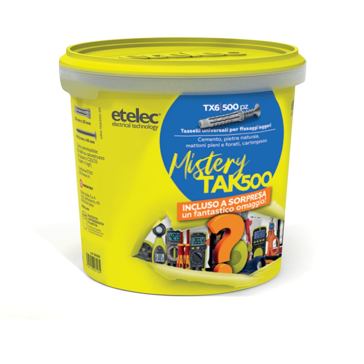 ETELEC TAK500 - TASSELLO UNIVERSALE MULTIESPANSIONE IN NYLON CON VITE
