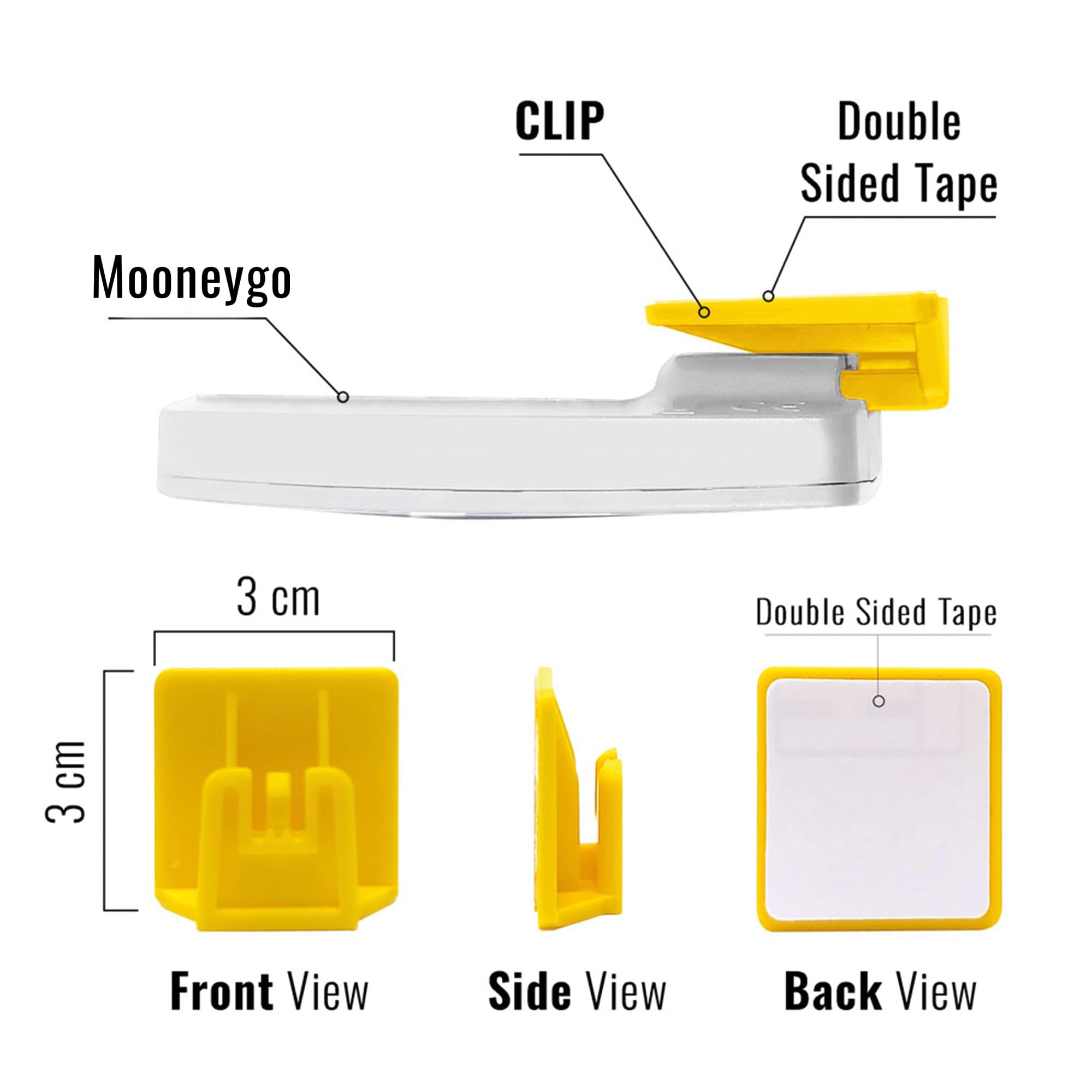 Clip para telepeaje M.go 4R Quattroerre.it 1689M, 3x3 cm, Amarillo