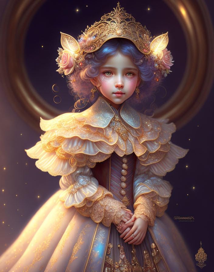 Tableau sur toile 58 x 90 cm Magnifiquement Dressed Little Girl sans cadre