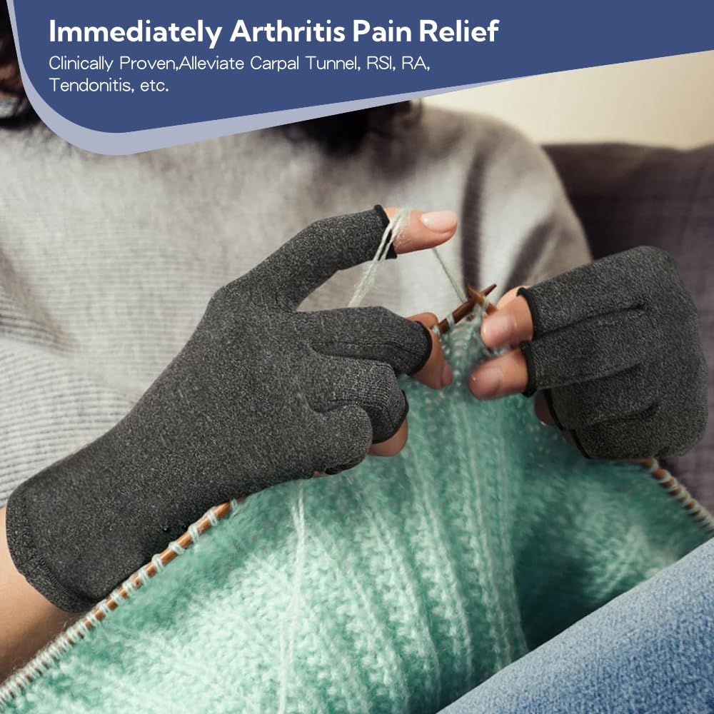 TFUSOM Fingerless Gloves for Women Arthritis Gloves for Women for Pain, Men Fingerless Compression Wrap for Hand Pain and Osteoarthritis Compression Gloves M,DarkSlateGray