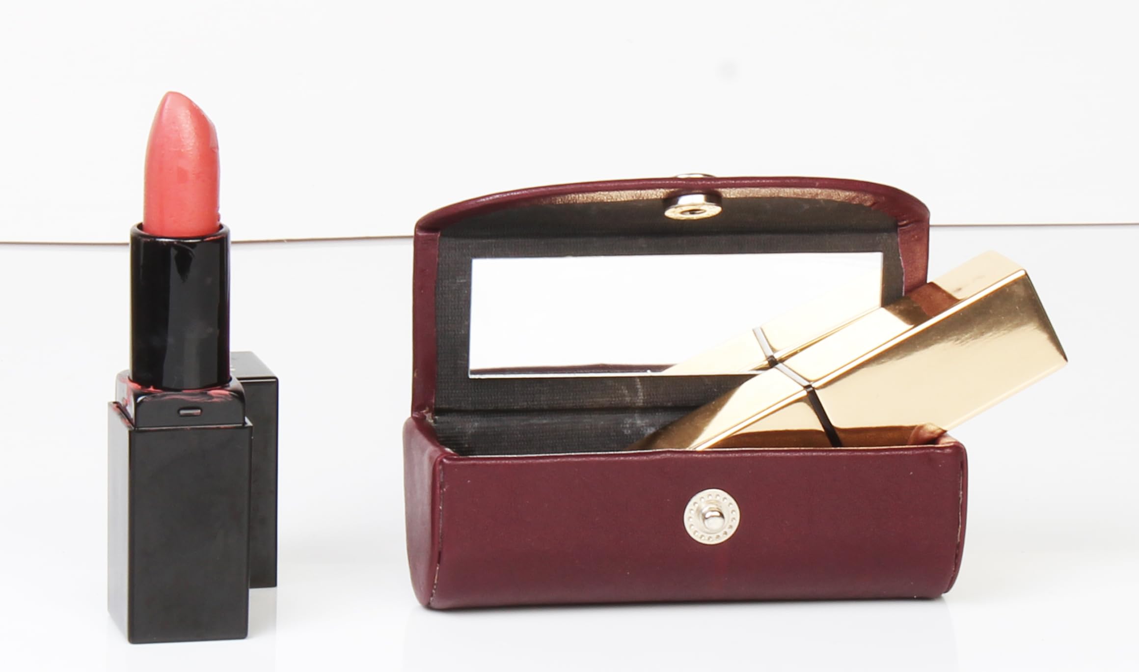 SWACRAFT Set of 2 Leather Lipstick Case Holder for Women Girls - Bag Organizer Purse, Marron, Height - 3 CM & Length - 8 CM - Image 4