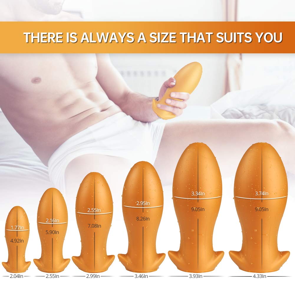 Roluck Dildo Funzione d'urto Forte Plug anale con Shock Liquid Silicone Soft Butt Plug, Supersoft Dildo anale a forma di uovo per ano dilatatore massaggiatore prostatico giocattolo del sesso (XL)